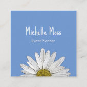 Modern Daisy Simple Botanical Simple Blue Quadratische Visitenkarte (Vorderseite)