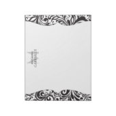 Modern Damask Black Personalisiert Notizblock (Rotiert)