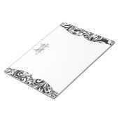 Modern Damask Black Personalisiert Notizblock (angewinkelt)