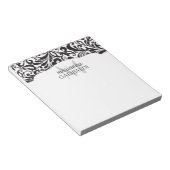 Modern Damask Black Personalisiert Notizblock (angewinkelt)