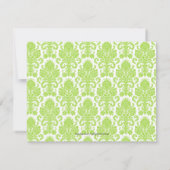 Modern Damask Green Party Einladung (Rückseite)