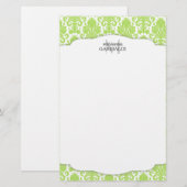 Modern Damask Green Personalisiert Briefpapier (Vorne/Hinten)