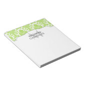 Modern Damask Green Personalisiert Notizblock (angewinkelt)