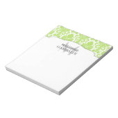 Modern Damask Green Personalisiert Notizblock (Rotiert)