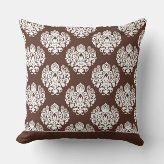 Modern Damask Muster Pillow Brown CH9 Kissen
