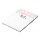 Modern Damask Pink Personalisiert Notizblock (Rotiert)