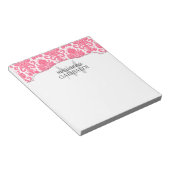 Modern Damask Pink Personalisiert Notizblock (angewinkelt)