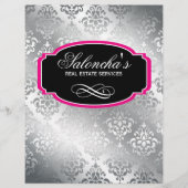Modern Damask Real Anwesen Flyer Black Silver (Vorne)