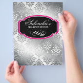 Modern Damask Real Anwesen Flyer Black Silver (Hand)