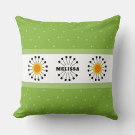 Modern Dandela Green Yellow Monogram Name Kissen