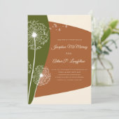 Modern Dandelion Wedding Einladung (Stehend Vorderseite)