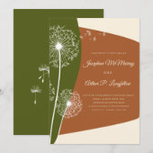 Modern Dandelion Wedding Einladung (Vorne/Hinten)