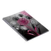 Modern Dandelions Pink Black White Notebook Notizblock (Rechte Seite)