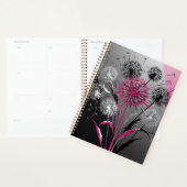Modern Dandelions Pink Black White Notebook Planer (Anzeige)