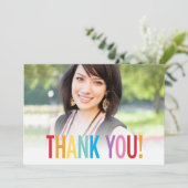 MODERN DANK IHNEN einfache Blockkappen farbenfroh Dankeskarte (Stehend Vorderseite)