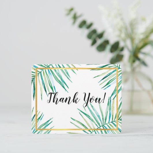 MODERN DANK IHNEN luxuriöse tropische Palmen Blätt Dankeskarte (Stehend Vorderseite)