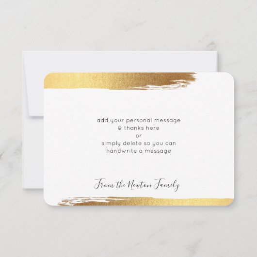 MODERN DANK IHNEN Luxus Kalligraphie Gold Bürste Dankeskarte (Rückseite)