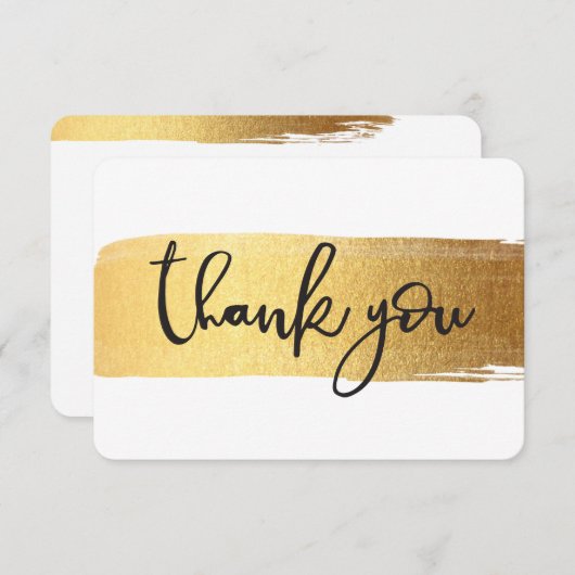 MODERN DANK IHNEN schick handgeschriebene Goldbürs Dankeskarte (Vorne/Hinten)
