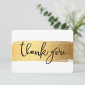 MODERN DANK IHNEN schick handgeschriebene Goldbürs Dankeskarte (Stehend Vorderseite)