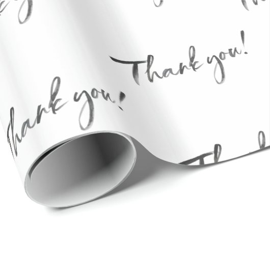 MODERN DANK IHNEN schwarz gestrichene Kalligraphie Geschenkpapier (Rolleneckpunkt)