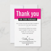 MODERN DANK IHRER KUNDEN Pink einlegen Dankeskarte (Vorderseite)