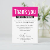 MODERN DANK IHRER KUNDEN Pink einlegen Dankeskarte (Stehend Vorderseite)