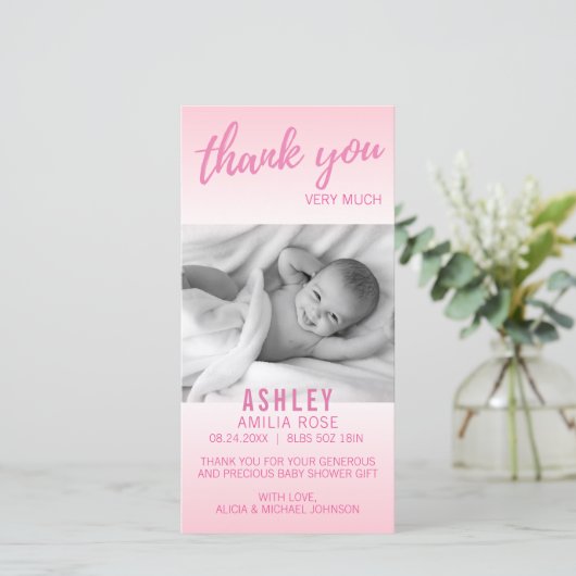 Modern danke Baby-Duschen-Mädchen, das Rosa | FOTO (Stehend Vorderseite)