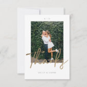 Modern danke, dass Sie Script Wedding Foto Dankeskarte (Vorderseite)