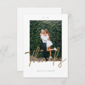 Modern danke, dass Sie Script Wedding Foto Dankeskarte (Vorne/Hinten)