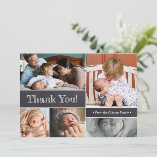Modern Danke, Foto sammelt neue Geburt Ankündigung (Stehend Vorderseite)