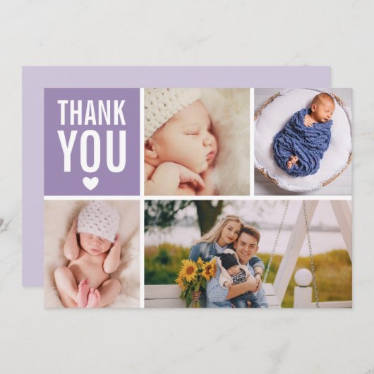 Modern Danke Foto Uni Stats Flat Birth Ankündigung (Vorne/Hinten)