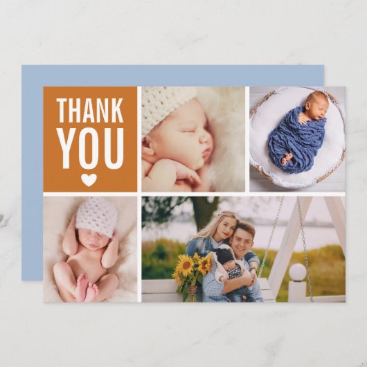 Modern Danke Foto Uni Stats Flat Birth Ankündigung (Vorne/Hinten)