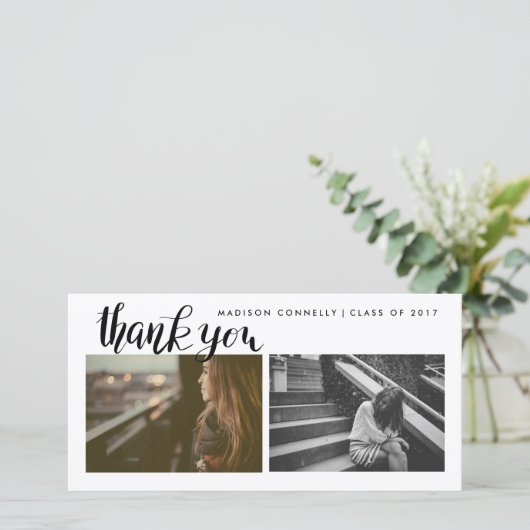 Modern danke handgeschriebenes graduiertes Foto (Stehend Vorderseite)