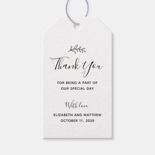 Modern danke Ihnen Geschenktag. Einfache botanisch Geschenkanhänger (Vorderseite)