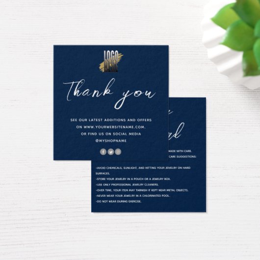 Modern Danke Schmuck Care Card mit Logo (Schreibtisch)