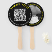 Modern Dankeschön Black Yellow Website QR Code Fot Fächer (Vorne und Hinten)