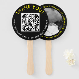 Modern Dankeschön Black Yellow Website QR Code Fot Fächer