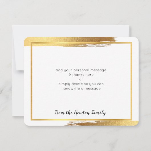 MODERN DANKS luxuriöser goldener Pinselstrich Dankeskarte (Rückseite)