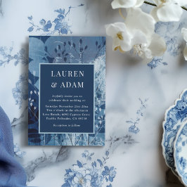 Modern Dark Blue Botancial Wedding Invitation Einladung