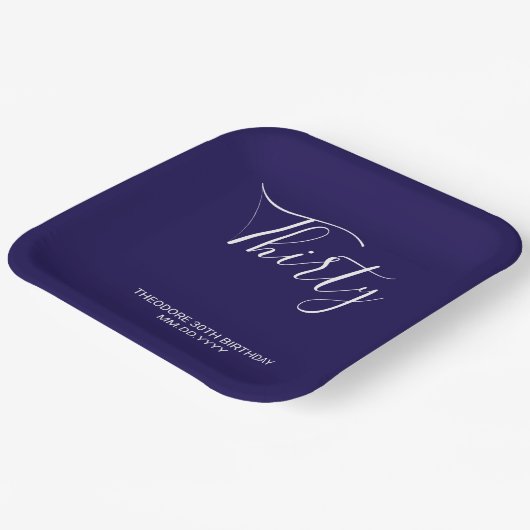 Modern Dark Blue Celebration Paper Plate Pappteller (Gewinkelt)