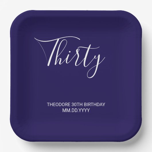 Modern Dark Blue Celebration Paper Plate Pappteller (Vorderseite)