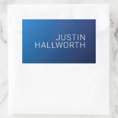 Modern Dark Blue Gradient & Minimal Editable Text Rechteckiger Aufkleber (Tasche)