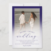 Modern Dark Blue Ombre 2-Photo Wedding Einladung (Vorderseite)