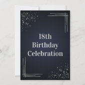 Modern Dark Blue & Silver 18th Birthday Invitation Einladung (Rückseite)