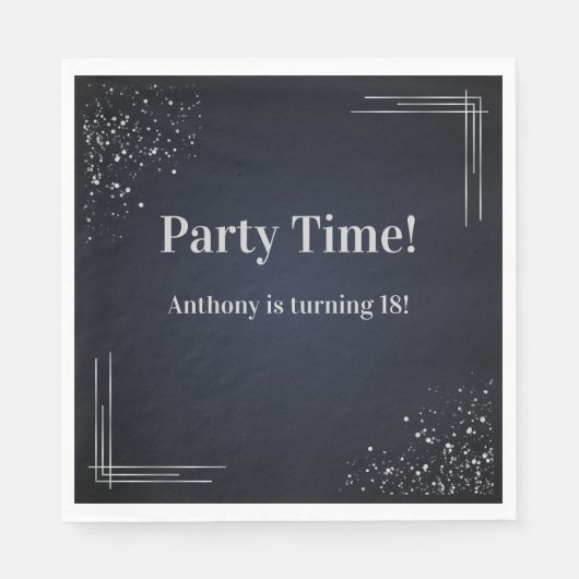 Modern Dark Blue & Silver 18th Birthday Napkins Serviette (Vorderseite)