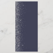 Modern Dark Blue Silver Glitter Edge Wedding Menükarte (Rückseite)