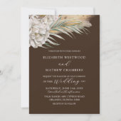 Modern Dark Brown Floral & Palm Wedding Einladung (Vorderseite)