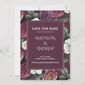 Modern Dark Burgundy Peonies Save the Date Card (Vorderseite)