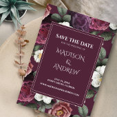 Modern Dark Burgundy Peonies Save the Date Card