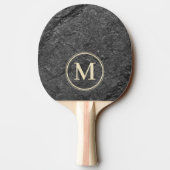 Modern Dark Granite Stone Monogram Tischtennis Schläger (Rückseite)